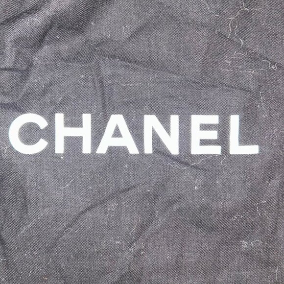 CHANEL Paris France black cotton drawstring purse dust cover bag 17" square - Picture 2 of 3
